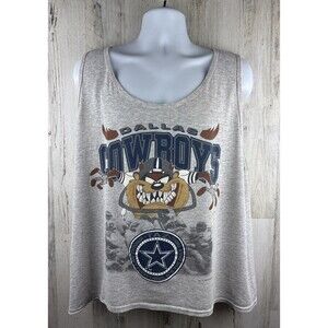 Vintage 1992 NFL Dallas Cowboys TAZ Distressed Crop Tank Top XL (24”x24”)